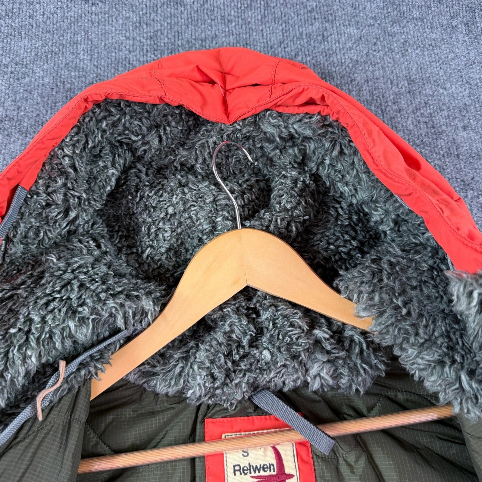 Relwen Jacket Mens S Orange Ski Snowboard Fur Hooded Puffer Military Field Coat - product detail image 5