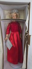 The Danbury Mint Princess Diana Dolla Regal Red Satin Lace Gown w/ Tiara NIB