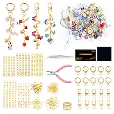 341Pcs Charms Keychain Making Kit, Complete DIY Bag Charm Supplies Kit with C...