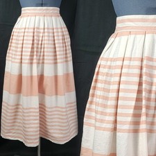 Vintage Michel Peach  White Striped Skirt w Side Buttons Size 9/10