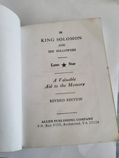 King Solomon and his Followers-Masonic Book-free shipping