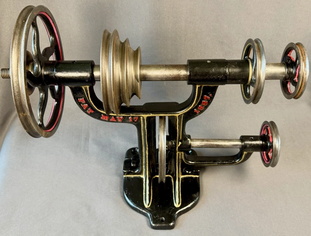 Antique Cast Iron Jewelers Lathe Patent 1887 Black Red Gold Paint RARE! Awesome!