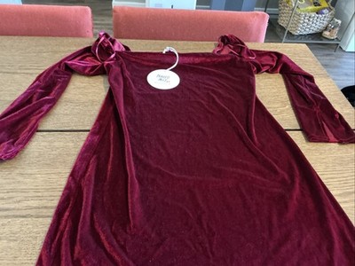 Princess Polly Star Power Velvet Dress Size 8 Burgundy Romantic Whimsigoth-NWT