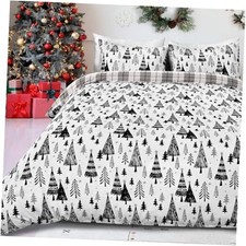 Christmas Duvet Cover King, 3 Pieces King-104"x 90" Christmas Tree-white