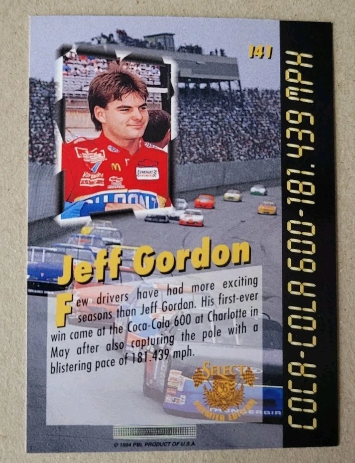 1995 Select - Pole Sitters Jeff Gordon #141 - Image 2 of 2