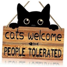 Funny Cat Signs Black Cat Welcome Sign Cat Home Decor Gifts For Cat CatSign02