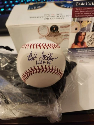 Bob Feller Autographed Baseball With "HOF 62" Inscription JSA Authentication