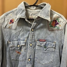 HYSTERIC GLAMOUR Denim Shirt Unisex Unicorn Space Embroidery Long Sleeve Used