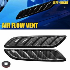 Pair Carbon Fiber Front Hood Side Air Flow Vent Hole Cover Scoop Decoration Trim