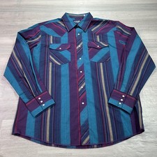Wrangler Shirt Mens XL Multicolor Stripe Long Sleeve Western Snap Button Up