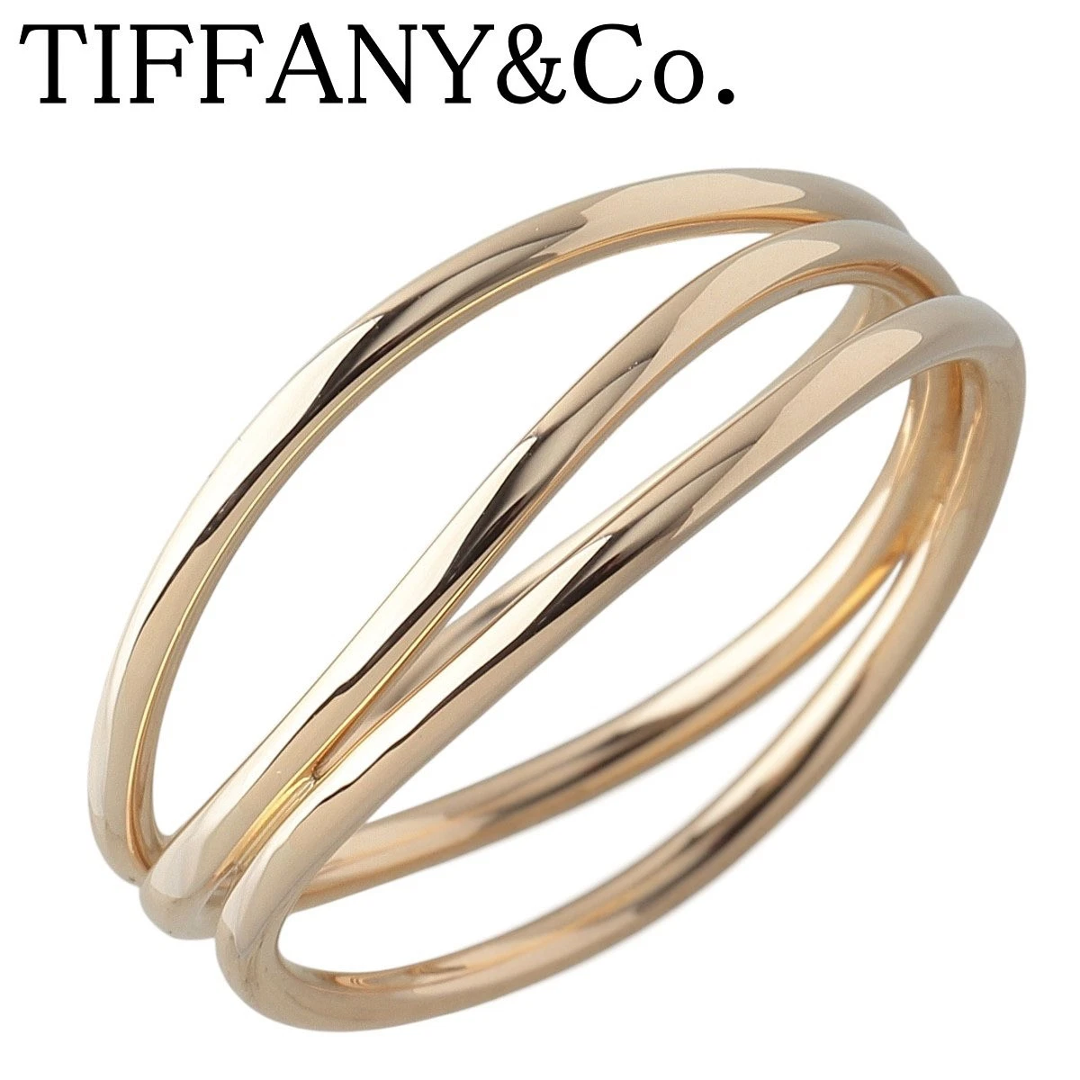 Tiffany&Co. #6 #6.25 Wave Ring 3 Row 750YG new finished 20469