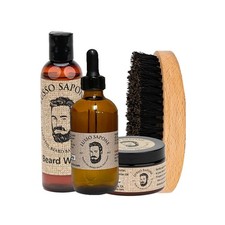 Beard Oil Grooming Kit for Men Wash, Balm, Brush Minimalist Beard Care