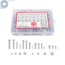 120Piece Kit with 5/16-18 Hex Bolts Nuts Flat And Lock Spring Washers Assortment