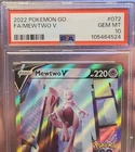 PSA Gem Mint 10 Pokémon TCG Mewtwo V Full Art Ultra Rare Holo Pokémon GO 072/078
