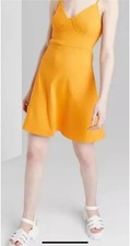 Wild Fable Women's Dress Skater Mini Knit Pullover Pullover V neck Gold Sz S 39s