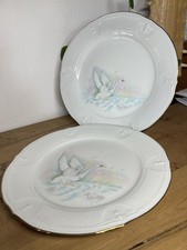 2 Plats Porcelaine Limoges QUERIAUD Cygne Ancien Vintage France Ancelin