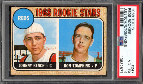 1968 Topps #247 Johnny Bench Rookie PSA 4 Vintage HOF RC Baseball Card (2877)