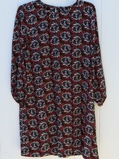LOFT Dress Small Red, Gray Long Sleeve