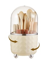 Makeup Brush Holder With Dustproof Lid 360 Rotating Cosmetics Brushes Cup