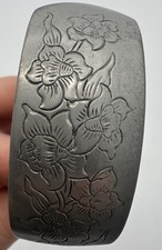 Brazalete Floral Kirk Pewter Jonquil Firmado 900-3 Marzo Nacimiento Flor