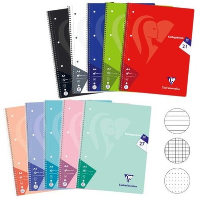 CLAIREFONTAINE Collegeblock A4 90g 80 Blatt liniert | kariert -5 Stück SPARPACK-