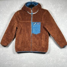 Patagonia Ready Freddy Deep Pile Fleece Jacket Kid Youth Medium Blue Reversible