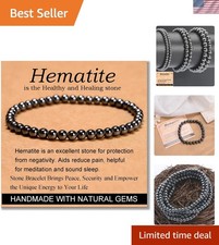 Handmade Hematite Healing Energy Bracelet - Adjustable Macrame for Wellness