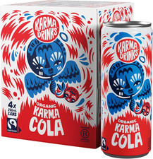 Karma Cola (250Ml X 4 Cans Soft Drink) - Organic, Gluten Free Organic Cola, Natu