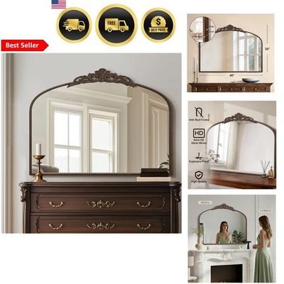 Vintage Arched Mirror Bronze Baroque Wall Mount Large 40x30 Home Decor