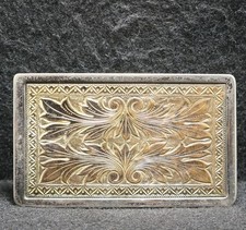 WJ11175 VERY COOL VINTAGE 1970s  FLORAL  UNISEX FASHION ARTWORK BELT BUCKLE