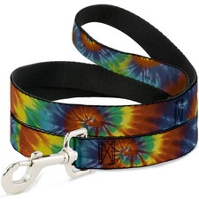 Dog Leash Tie Dye Swirl Multi Color WIDE 1.5"