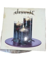 3 Vintage Elements Garden Set Holiday Floating Candles Glass With Plate