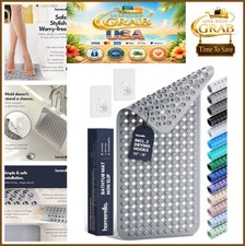 Bathtub Mat Non Slip 35x16 Inch Shower Mat Anti Mold BPA Free Vinyl Grey with
