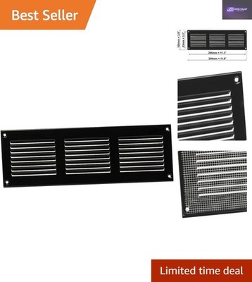 Elegantes 12x4'' schwarzes Metall Lüftungsgitter mit modernem Insektenschutzgitter