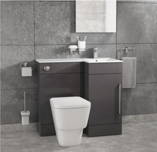 Cassellie Maze Compact Anthracite L Shaped Basin Unit & Toilet Suite 900MM LEFT 