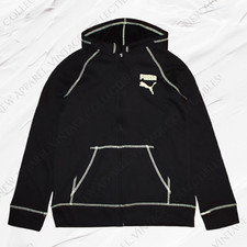 PUMA Boys Youth Size L 14-16 Full Zip Hoodie, Fleece Hooded Sweatshirt, Black