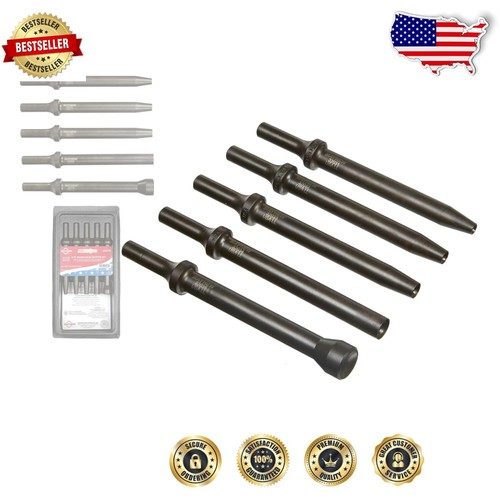 5-Piece Pneumatic Round Head Riveter Set with Black Oxide Finish, USA Made