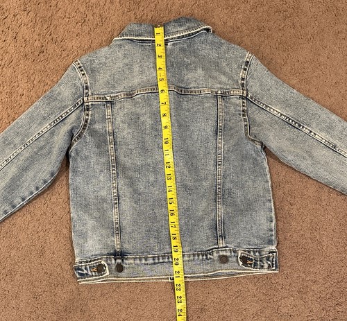 Old Navy Denim Jacket UNiSEX Youth Size L (10-12) Light Blue Acid Wash Button-Up - Picture 7 of 10