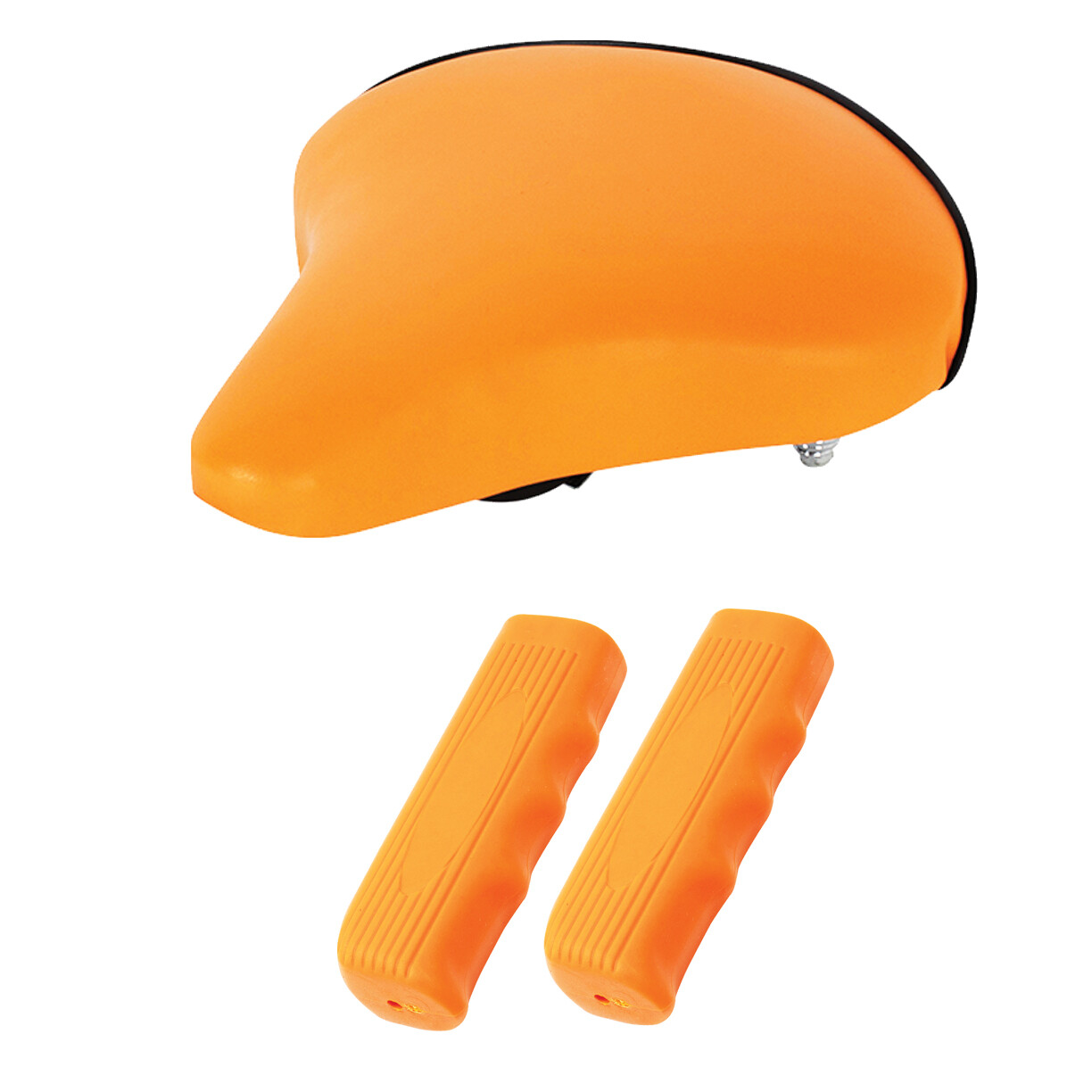NEW!  BEACH CRUISER VINYL SADDLE 209 IN ALL ORANGE W/ORANGE CUSTOM GRIPS