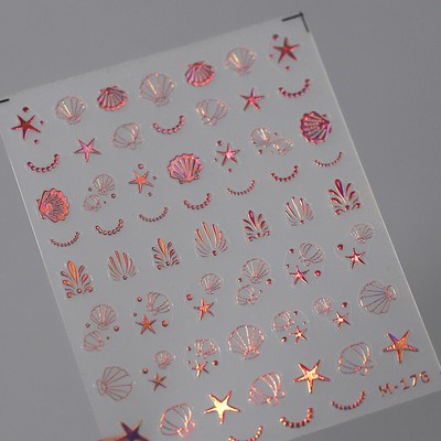 Shiny Shell Starfish Moon Star Nail Art Sticker 3D Self Adhesive Manicure Decals