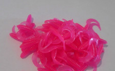 Lot of 100   Count  2 " Curly Tails Grub Worm Pink