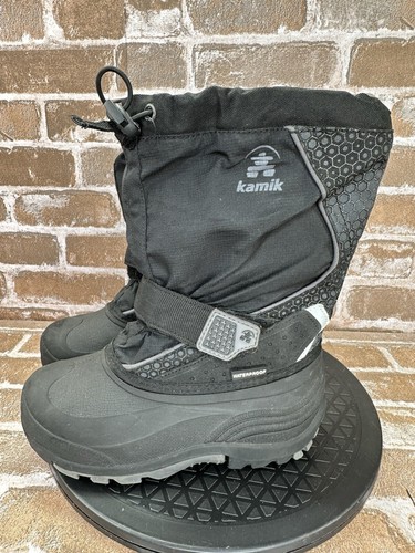 Kamik Snowfall P Waterpoof Winter Lined Snow Boots Black Boys Youth Size 2