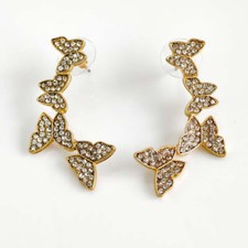 New Zara Rhinestone Butterfly Stud Earrings Gift Vintage Women Party Jewelry