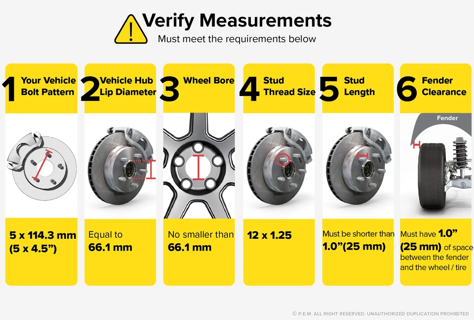 25mm (1") | Hubcentric Black Wheel Spacers | for 66.1 Nissan Infiniti | 12x1.25 - Image 2 of 4