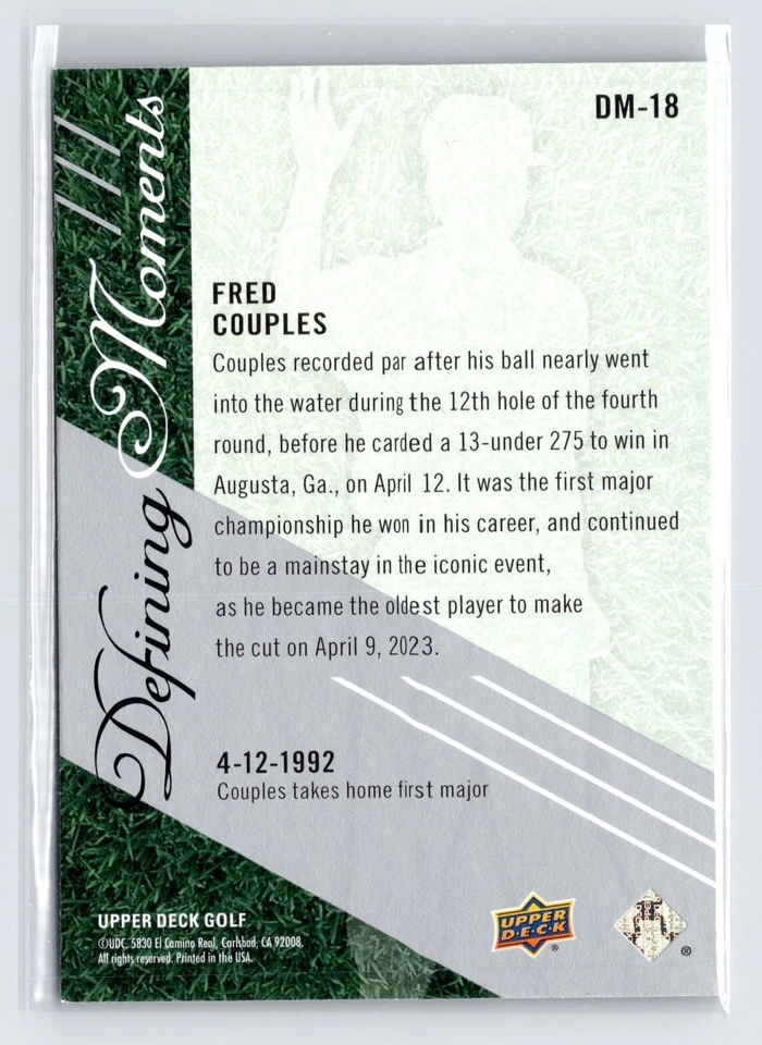 2024 Upper Deck Golf Fred Couples Defining Moments #DM-18 - Image 2 of 2