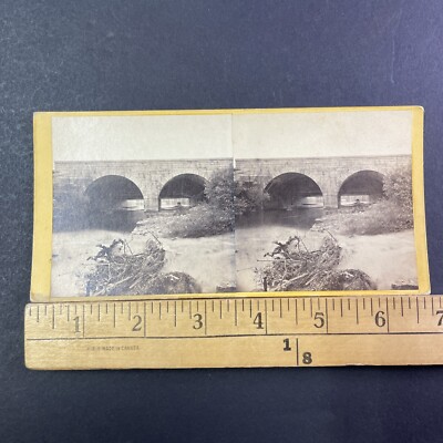 Johnstown Bridge Of Death? Stereoview Stone Arch Bridge