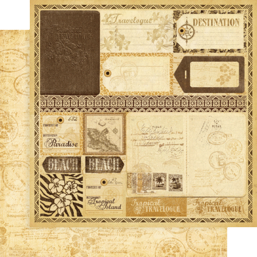 GRAPHIC 45 "TROPICAL TRAVELOGUE" 12X12 PAPER 12 PCS COMPLETE SET SCRAPJACK'S PL. - Picture 12 of 12