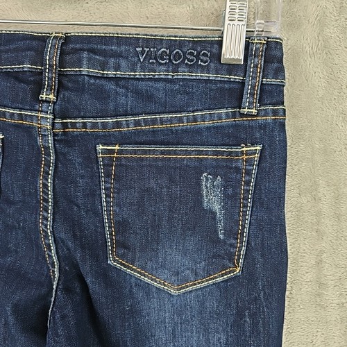 Vigoss Jeans Girls Size 12 The Austin Ankle Skinny Embroidered Cuff Distressed - Picture 12 of 15