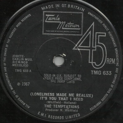 The Temptations - (Loneliness Made Me Realize) It's You That I Need / I Want ...