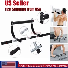 NEW Steel Pull Up/Chin Up Bar Adjustable Power Black For Pull Ups in Home Gym US